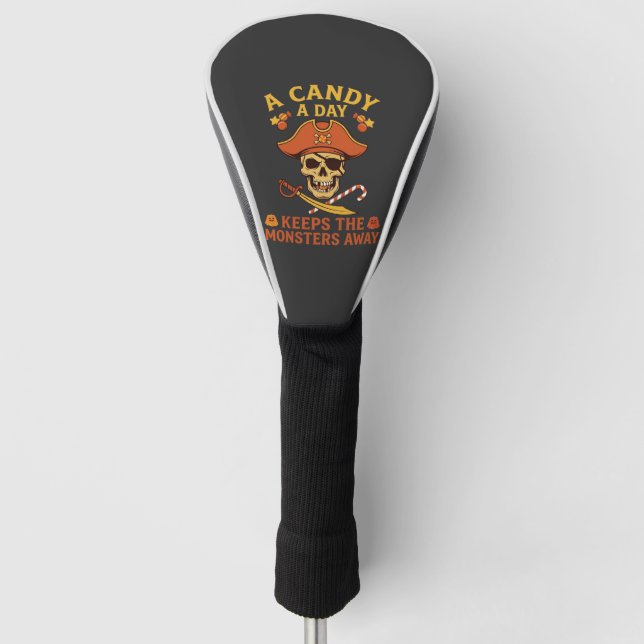 Candy Day Halloween Pirate Skull Cane Golf Head Cover (Front)