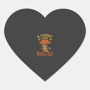 Candy Day Halloween Pirate Skull Cane Heart Sticker