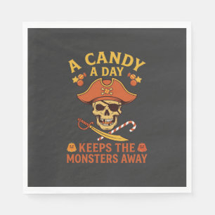 Candy Day Halloween Pirate Skull Cane Napkin