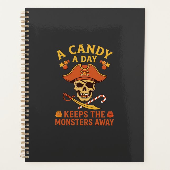 Candy Day Halloween Pirate Skull Cane Planner (Front)