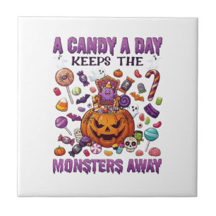 Candy Day Keeps Monsters Away Halloween Pumpkin_1 Tile