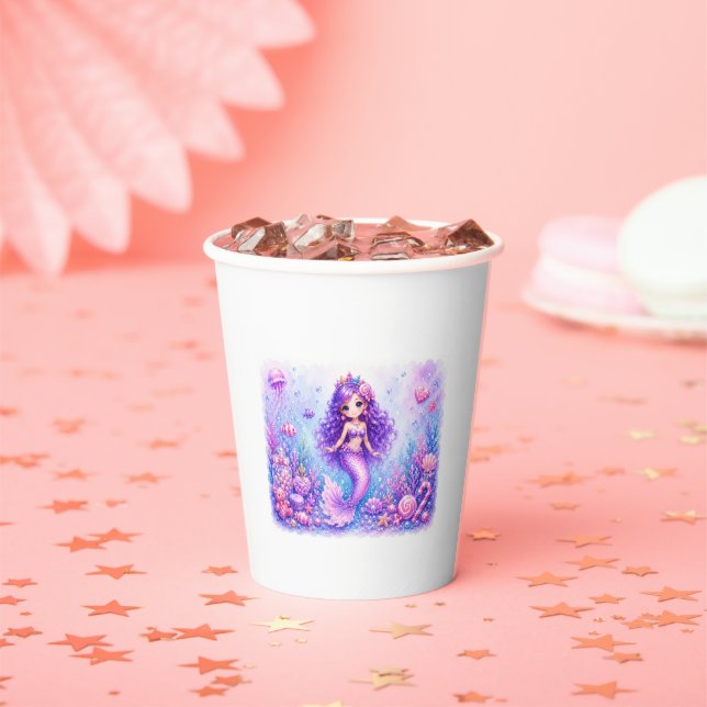 Candy Doll Mermaid 3rd Birthday Paper Cups (Insitu)