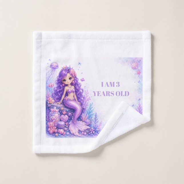 Candy Doll Mermaid 3rd Birthday Wash Cloth (Wash Cloth)