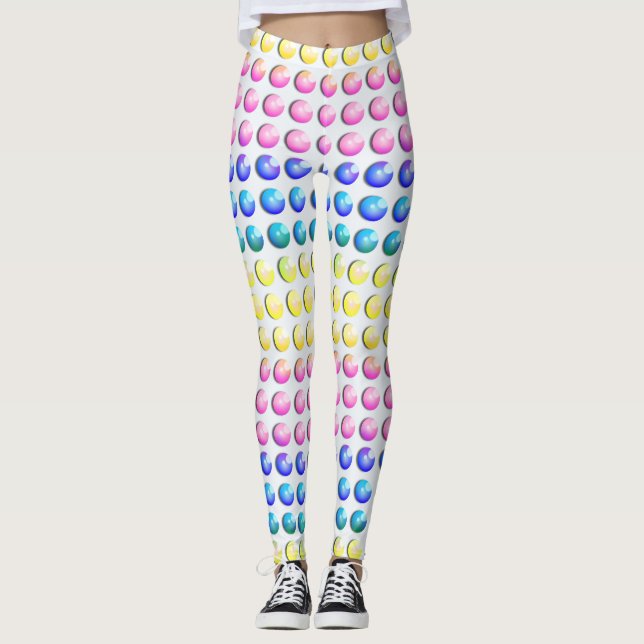 Candy Dots Pastel Candy Colour Polka Dotted Leggings (Front)