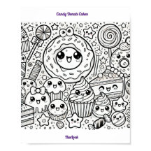 candy doughnuts cakes colouring page