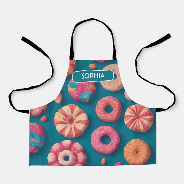 Candy Floral Colourful Personalised Pattern Apron (Front)
