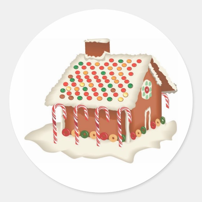 Candy Gingerbread Cottage Classic Round Sticker (Front)