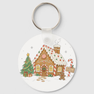 Candy Gingerbread House for Holiday Baking Lovers Key Ring