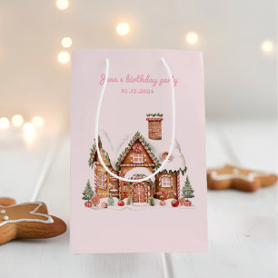 Candy Gingerbread House Pink Birthday  Medium Gift Bag