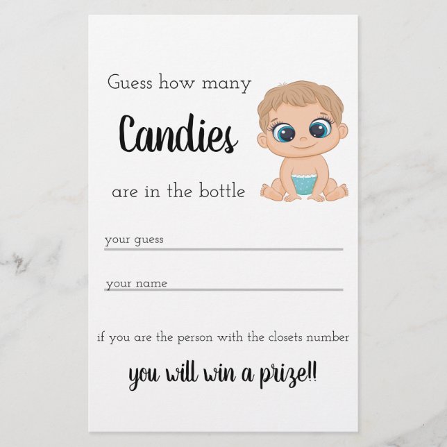 Candy Guessing Game Baby Boy Flyer (Front)