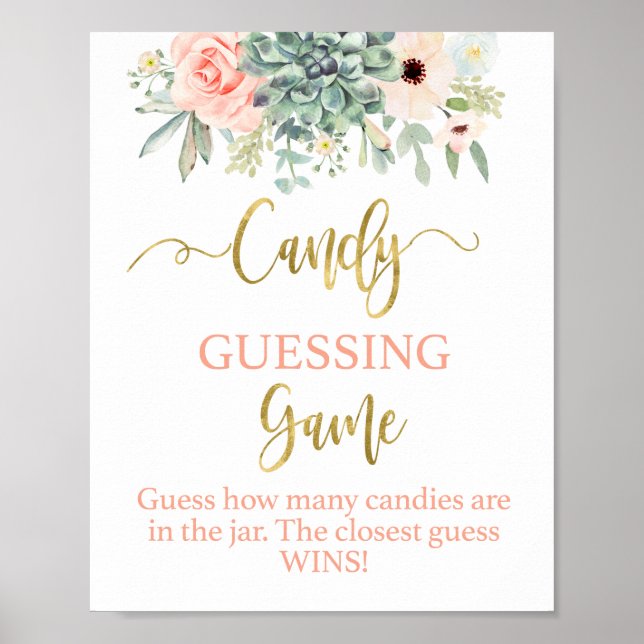Candy guessing game succulents sign (Front)