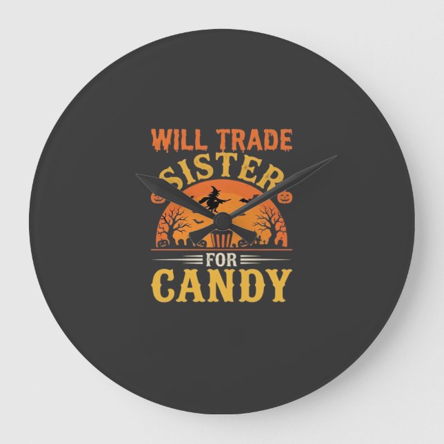 Candy Halloween Sister Trade Design_1 Large Clock (Front)