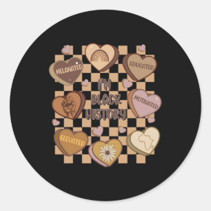 Candy Heart Black History Month African American W Classic Round Sticker