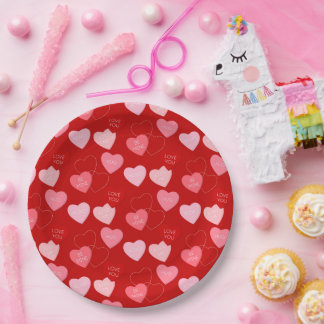 Candy Heart Cascade Paper Plate