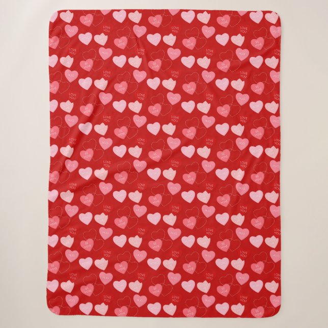 Candy Heart Cascade Sherpa Blanket (Front)
