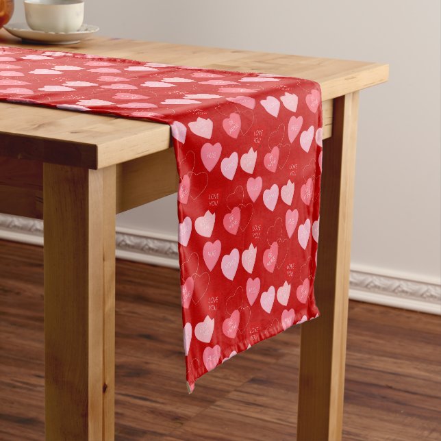 Candy Heart Cascade Short Table Runner (In Situ)