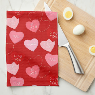 Candy Heart Cascade Tea Towel
