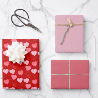 Candy Heart Cascade Wrapping Paper Sheet