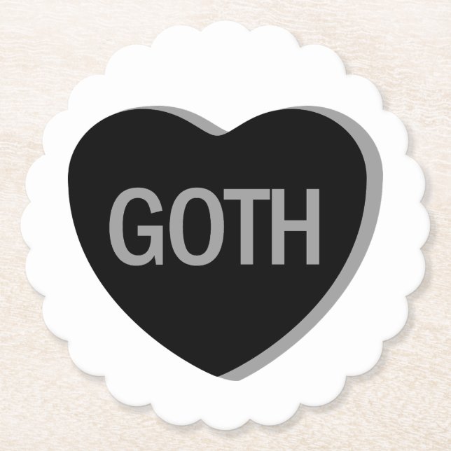 Candy Heart - Goth Paper Coaster (Front)