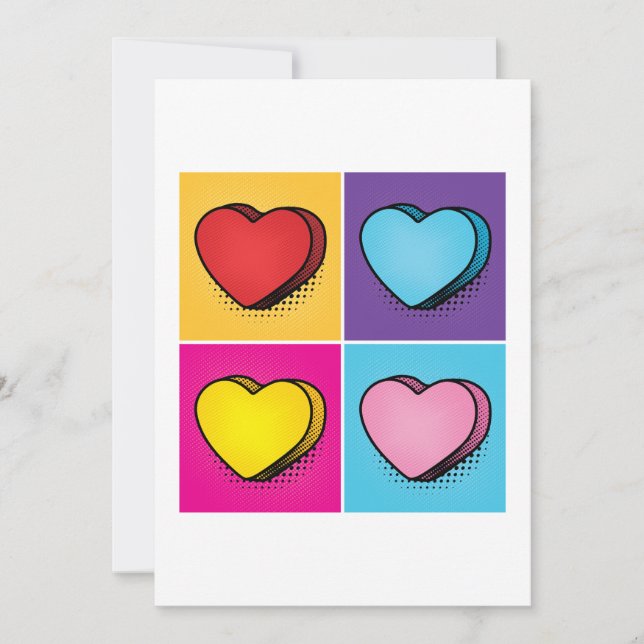 Candy Heart Hearts Pop Art Valentine's Day Holiday Card (Front)