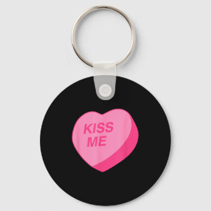 Candy Heart Kiss Me Valentines Day Key Ring