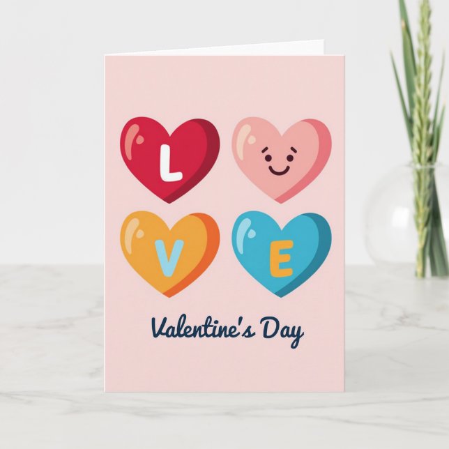 Candy Heart Love Grid Card (Front)