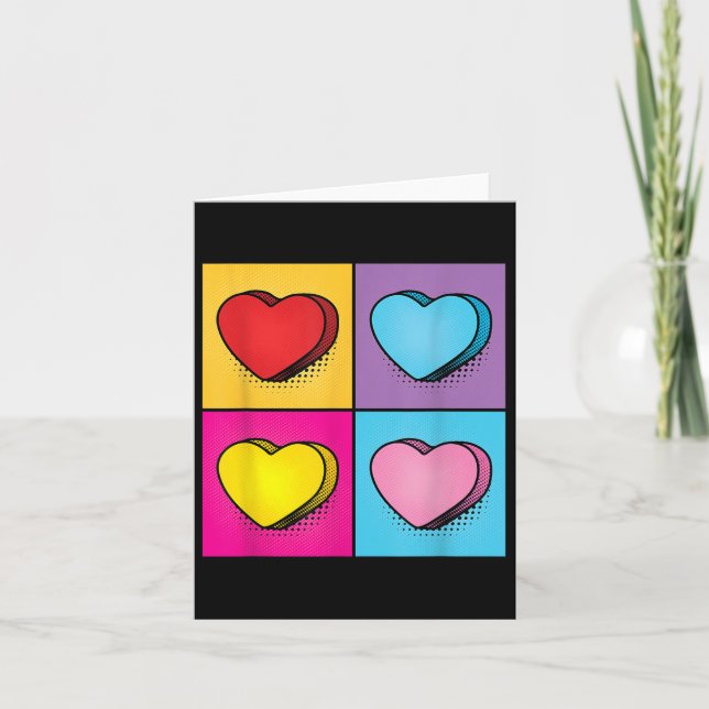 Candy Heart Pop Art Valentines Day Graphic  Card (Front)
