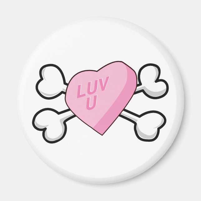 candy heart Skull and Crossbones Magnet (Front)