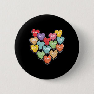 Candy Heart Slang Words Valentines Day For School, 6 Cm Round Badge