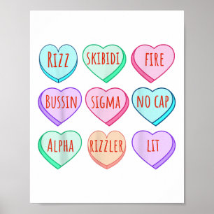 Candy Heart Slang Words Valentines Day For School, Poster