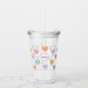 Candy Heart, Valentine Kids Family  Acrylic Tumbler
