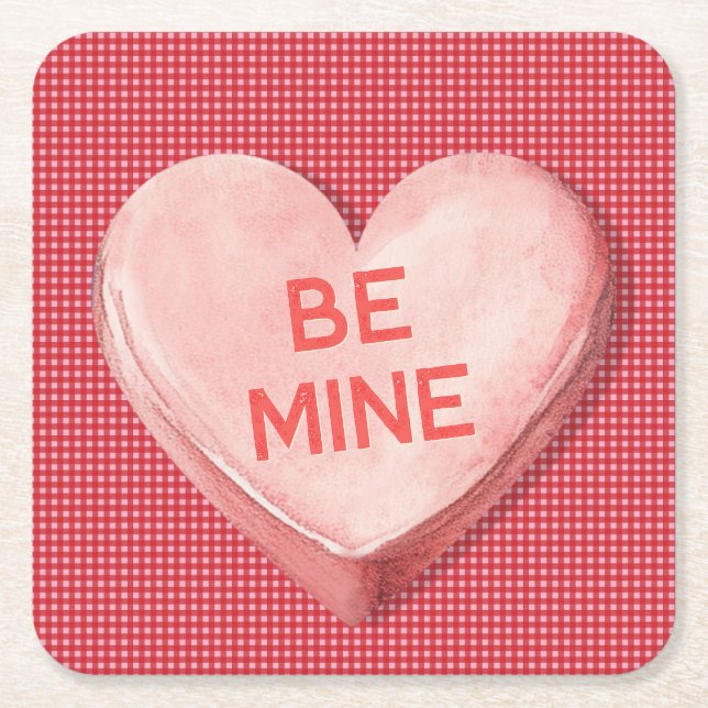Candy Heart Valentine Paper Coaster (Front)