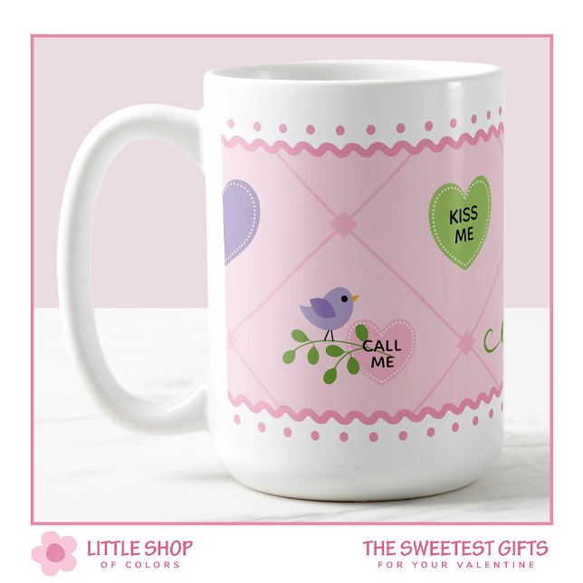 Candy Hearts and Love Birds Valentines Day Coffee Mug (Creator Uploaded)