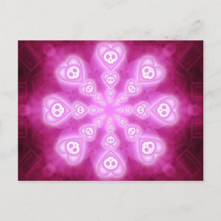 Candy Hearts and Pink Skulls postcard