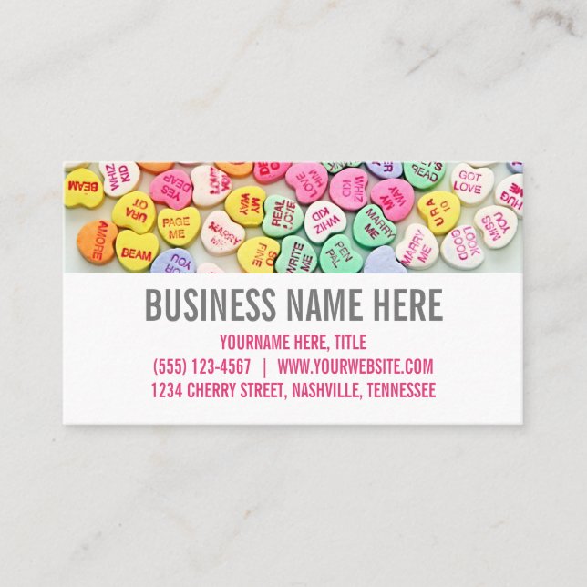Candy Hearts Business Cards (Front)