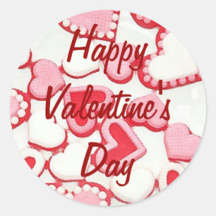Candy Hearts Classic Round Sticker