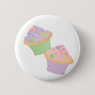 Candy Hearts Cupcakes 6 Cm Round Badge