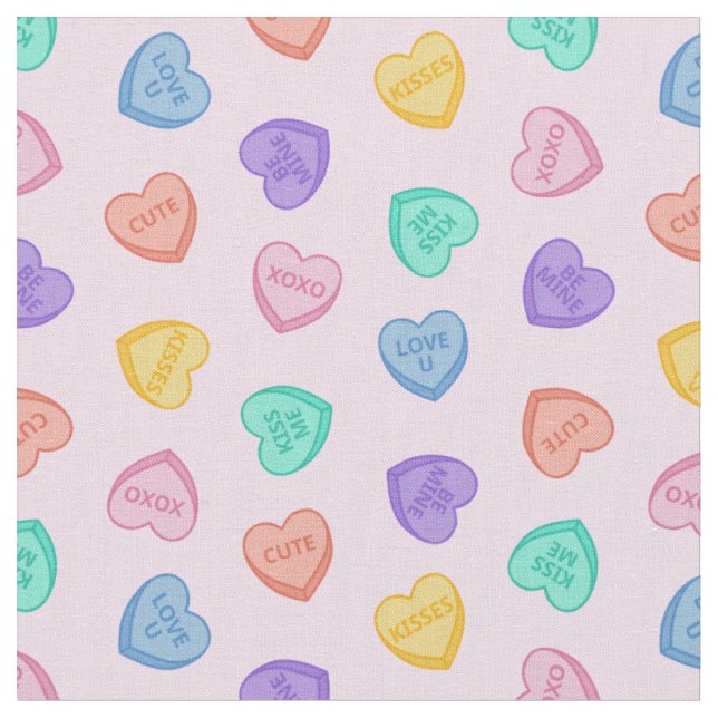 Candy Hearts Fabric (Close Up)
