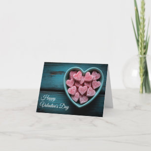 Candy Hearts in a Bowl Valentine's Greeting Holiday Card