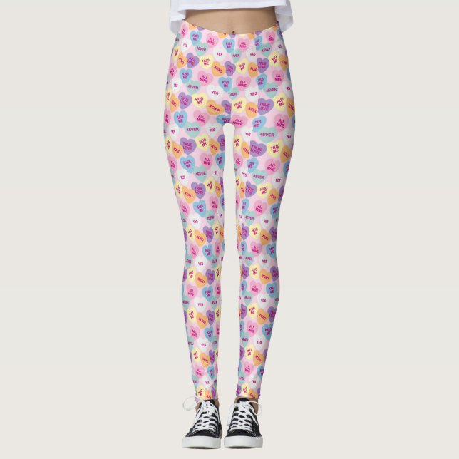 Candy Hearts Leggings (Pink) (Front)