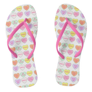 Candy Hearts Love Valentine's Day Pastel Sweet Jandals