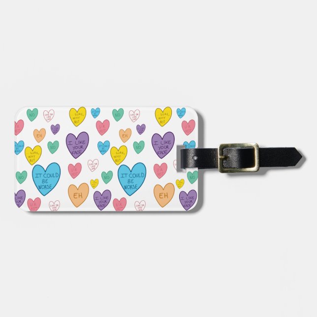 Candy Hearts Luggage Tag (Front Horizontal)
