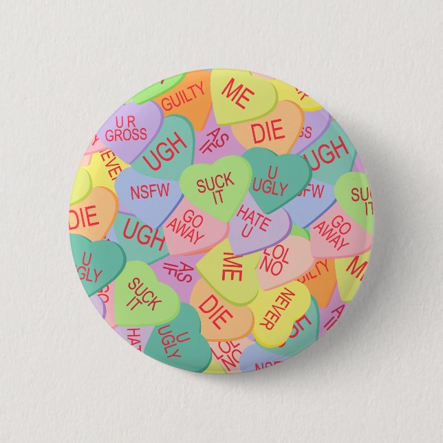 Candy Hearts Pattern - SFW 6 Cm Round Badge (Front)
