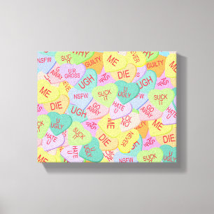 Candy Hearts Pattern - SFW Canvas Print