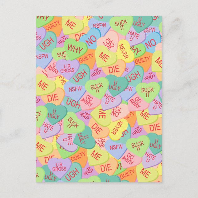 Candy Hearts Pattern - SFW Postcard (Front)