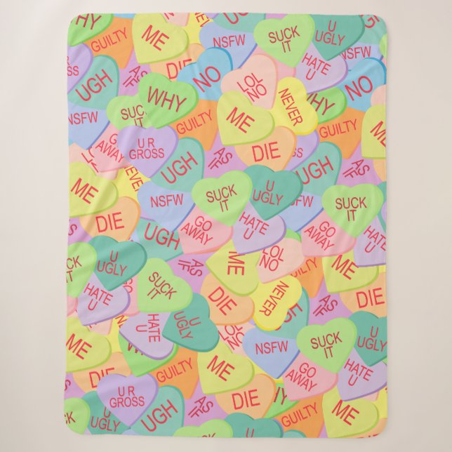 Candy Hearts Pattern - SFW Sherpa Blanket (Front)