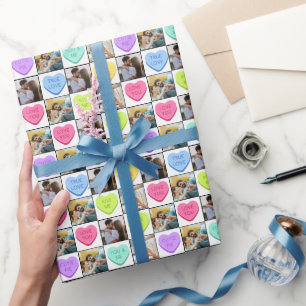 Candy Hearts Photo Valentine's Day  Wrapping Paper