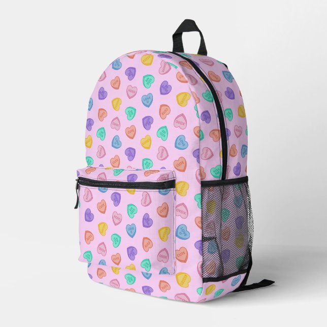 Candy Hearts Printed Backpack (Back Corner Right)