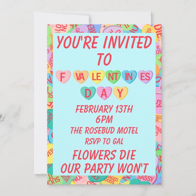 Candy Hearts V. 2.0 Invitation (Front)