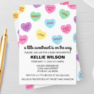 Candy Hearts Valentine Baby Shower Invitation